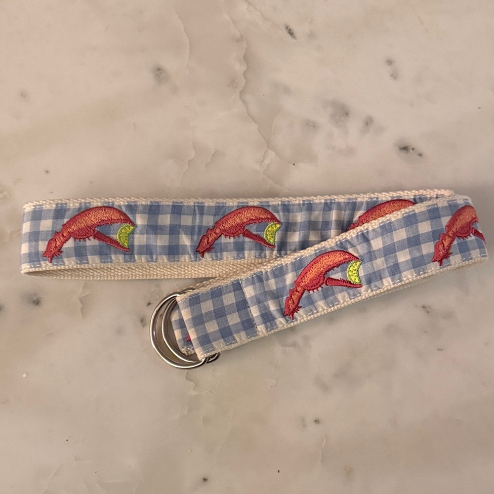 Women's Blue Checkered Belt with Lobster Design (S)